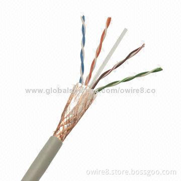 SFTP Cat5e Cable, 24AWG Copper, PET + AL Foil Shielding with UL Mark